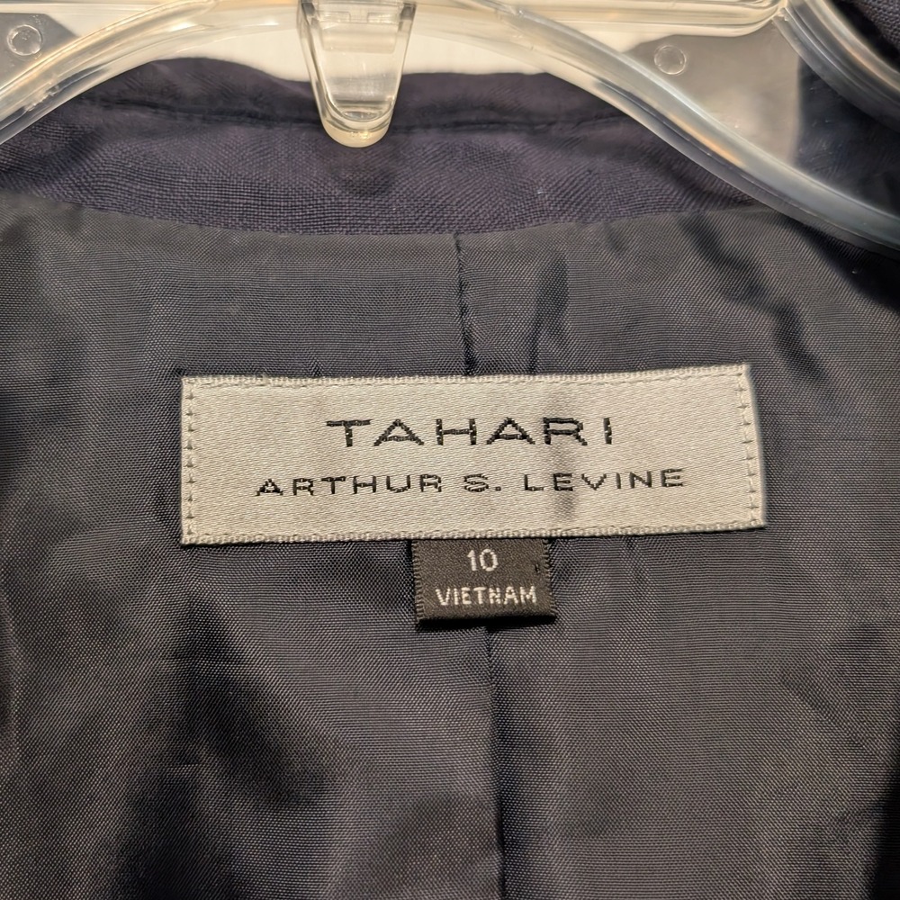 Tahari Arthur S. Levine Blue Linen Blend Blazer Jacket Size 10 Career - Picture 2 of 7